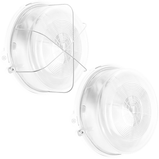 ROUND BULKHEAD WHITE DUROPLAST CLEAR GLASS - DYKE & DEAN