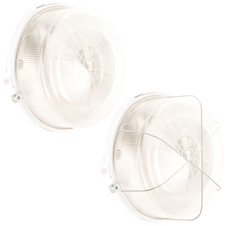 ROUND BULKHEAD WHITE DUROPLAST CLEAR GLASS - DYKE & DEAN