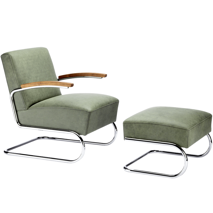 S 411 LEATHER ARMCHAIR & OTTOMAN - DYKE & DEAN