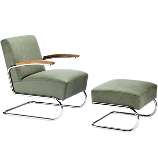 S 411 LEATHER ARMCHAIR & OTTOMAN - DYKE & DEAN