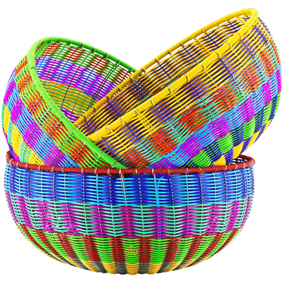 SET OF 2 COLOURFUL MEXICAN FRUIT BOWLS - DYKE & DEAN