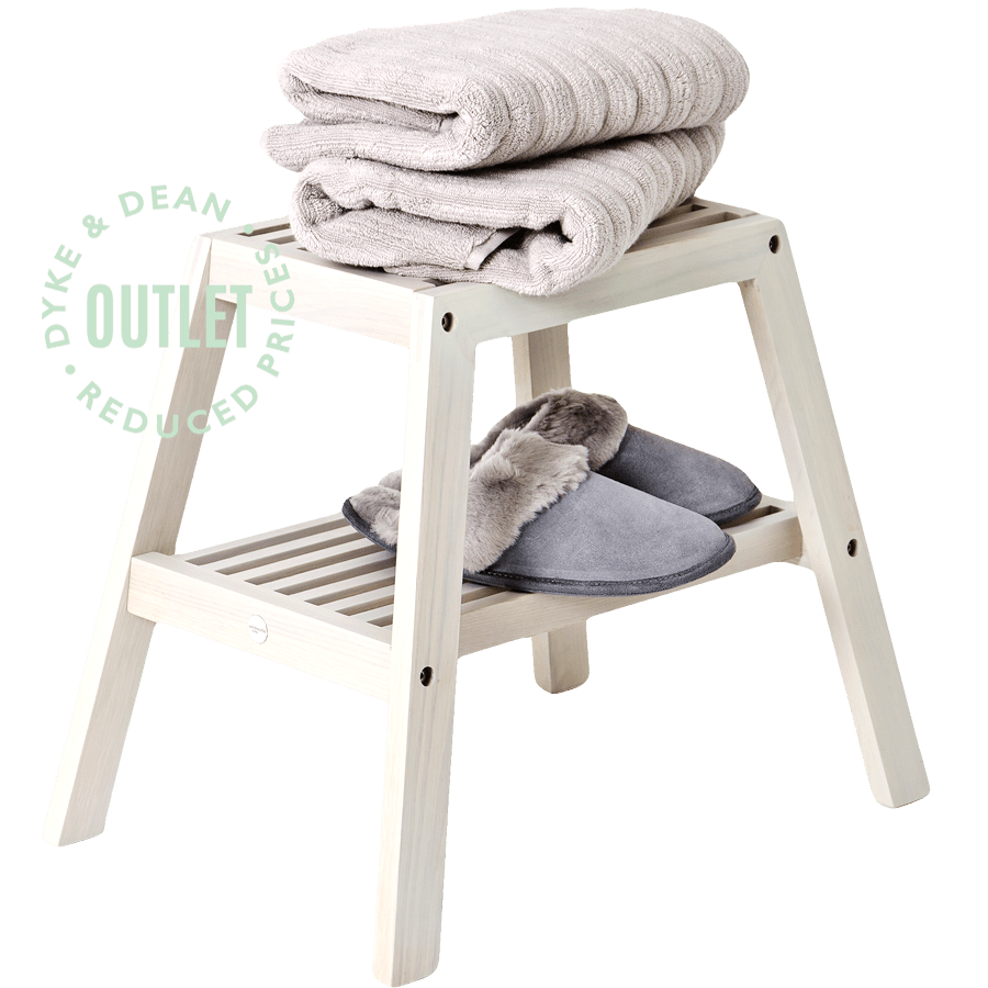 SLATTED BATH STOOL OYSTER WHITE OUTLET - DYKE & DEAN