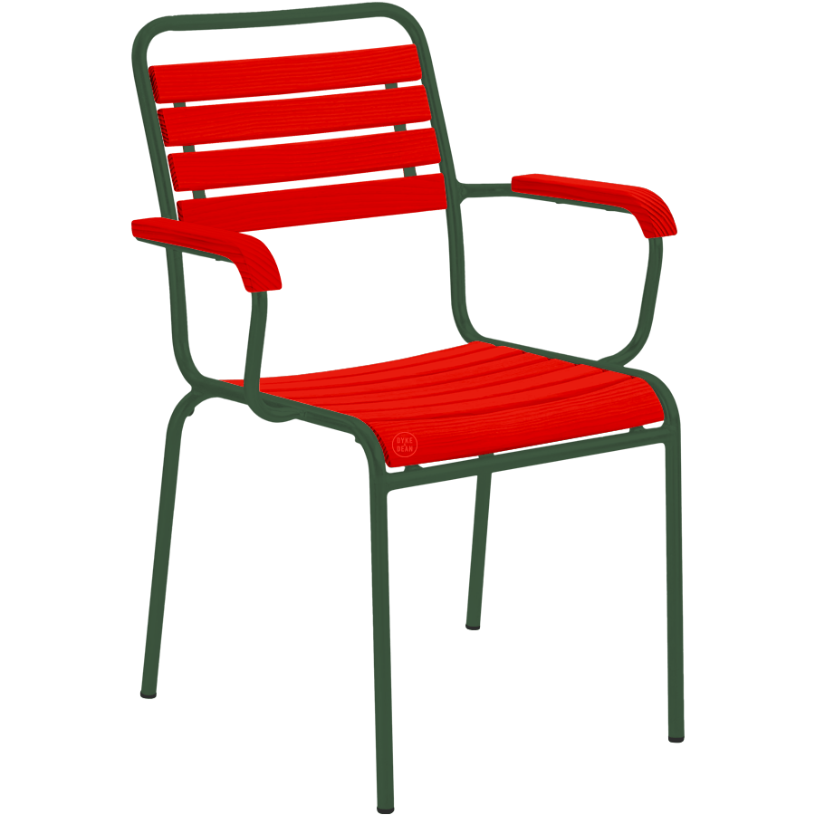 STABLESTOL FARVE I RØDT TRÆ MED ARME