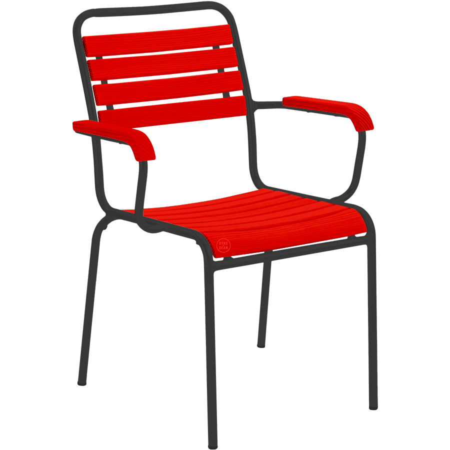 STABLESTOL FARVE I RØDT TRÆ MED ARME