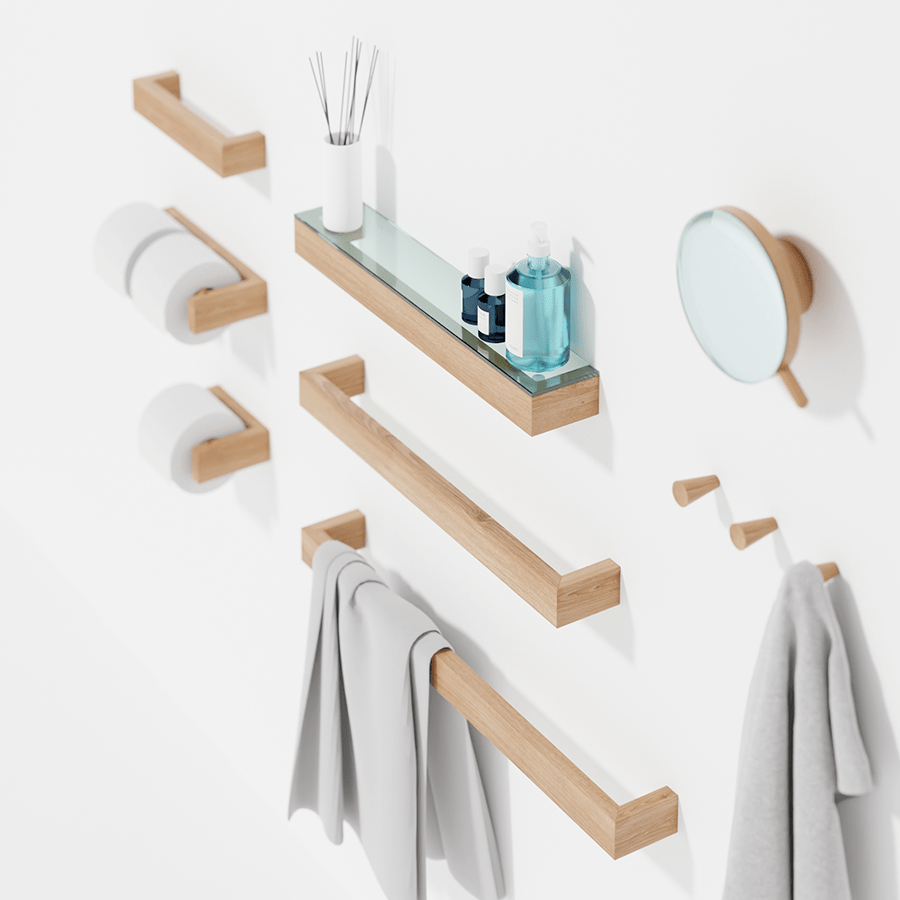 SLIMLINE SHELF WITH GLASS TOP IN BAMBOO - DYKE & DEAN