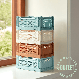 SMALL STACKING CRATE ALMOND GREEN OUTLET - DYKE & DEAN