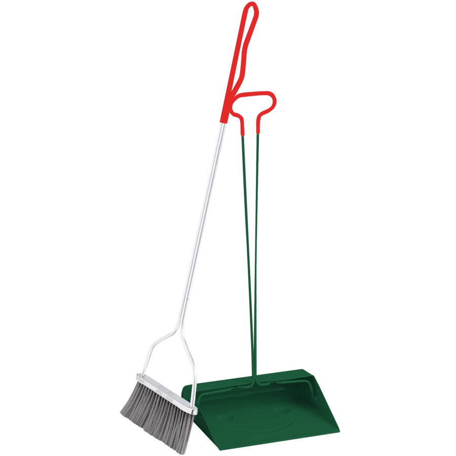 SMILEY DUST BROOM SET LONG HANDLE GREEN - DYKE & DEAN