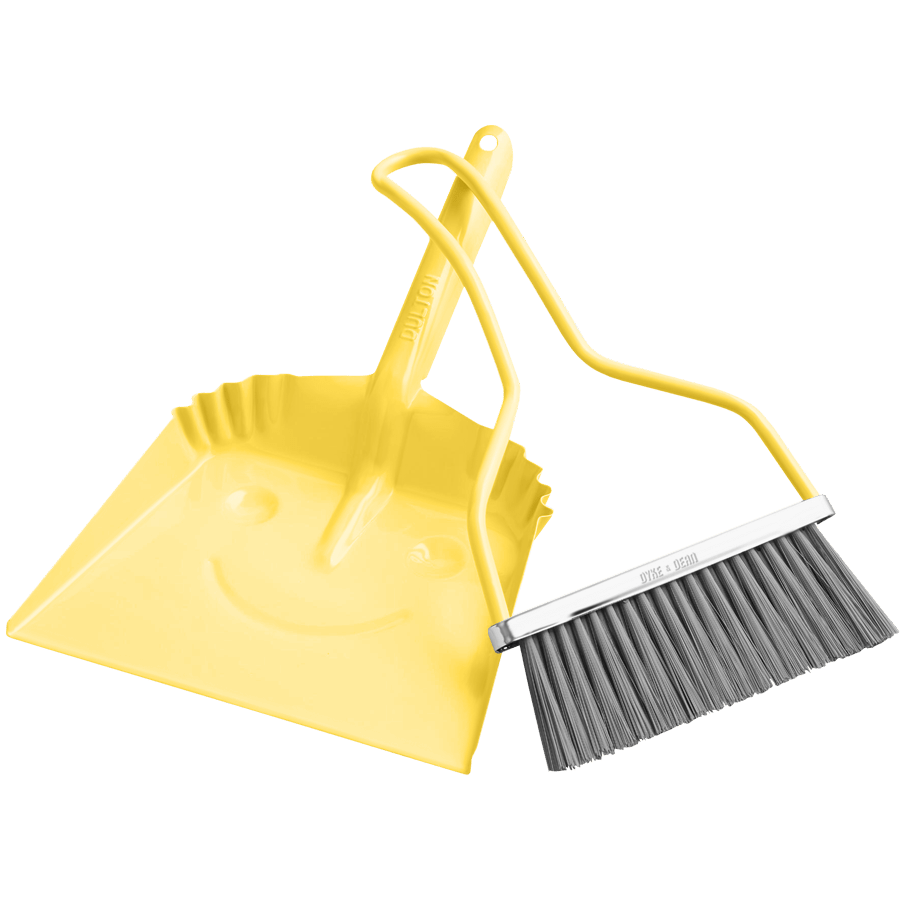 SMILEY METAL DUST PAN SET YELLOW - DYKE & DEAN