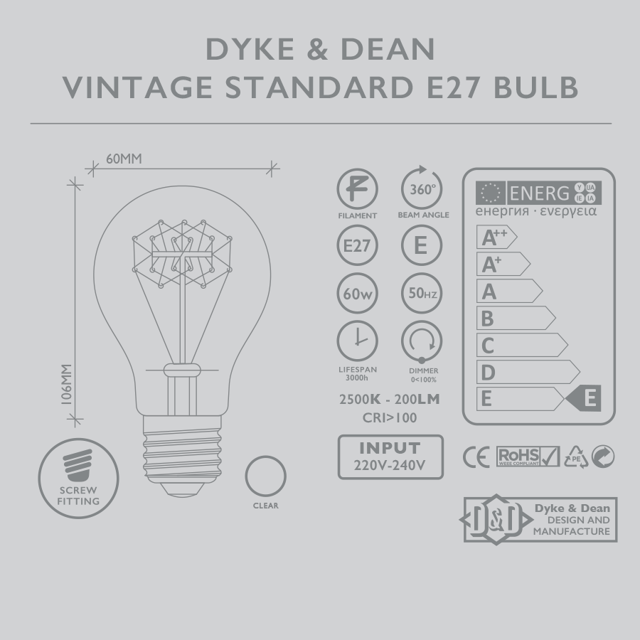 SPIRAL FILAMENT LED BULB OUTLET - DYKE & DEAN