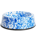 SPLATTERWARE ENAMEL DOG BOWL BLUE & WHITE - DYKE & DEAN
