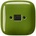 Green square porcelain HDMI wall socket by Katy Paty