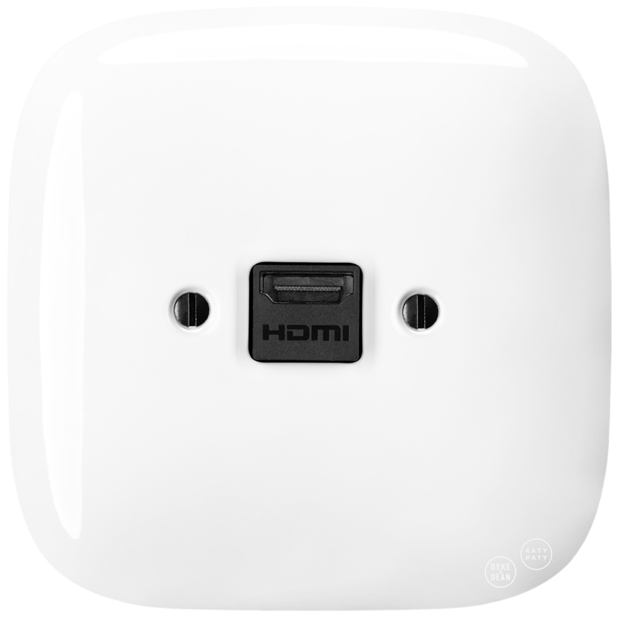 SQUARE PORCELAIN HDMI WALL SOCKET WHITE - DYKE & DEAN