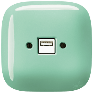 SQUARE PORCELAIN WALL USB CHARGER MINT - DYKE & DEAN