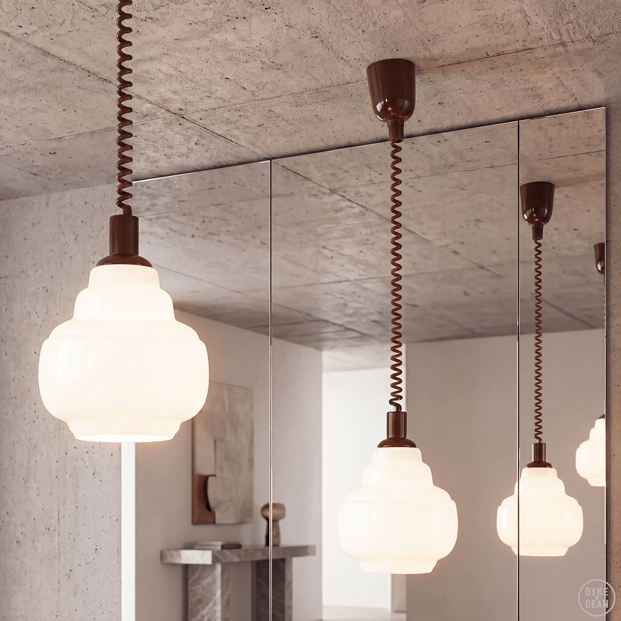 STEPPED OPALINE RETRACTABLE CORD LIGHT - DYKE & DEAN
