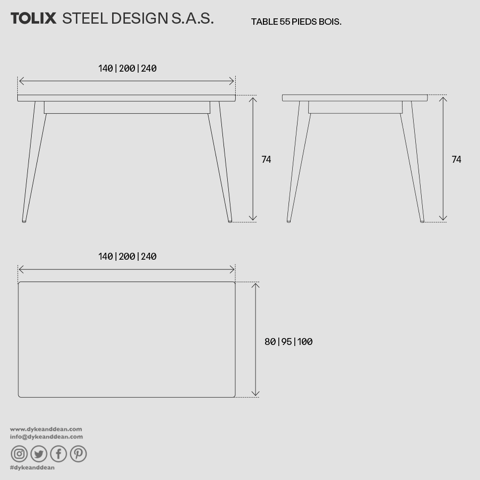 TOLIX 55 TABLE 140X80 - DYKE & DEAN