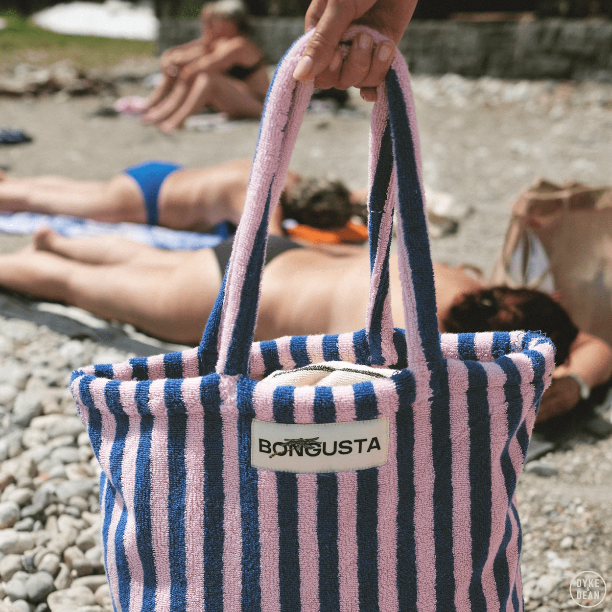 TOWEL FABRIC TOTE BAG DAZZLING BLUE & ROSE - DYKE & DEAN