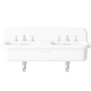 TRUE LITE CERAMIC MOUNTED DOUBLE SINK WHITE - DYKE & DEAN