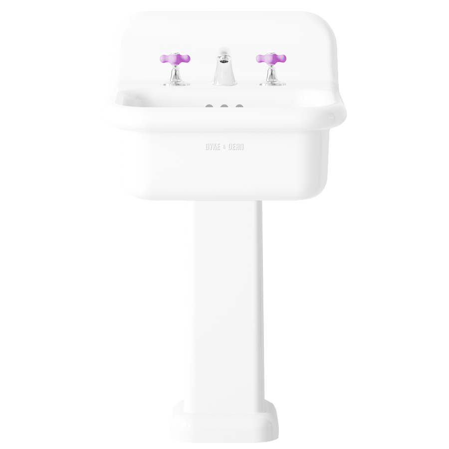 TRUE LITE CERAMIC MOUNTED SMALL SINK WHITE PEDESTAL - DYKE & DEAN
