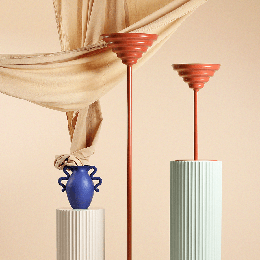 WAVE FLOOR UP LIGHTER LIGHT RED LARGE - DYKE & DEAN