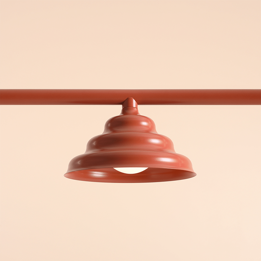 WAVE SUSPENSION BAR PENDANT 3 LIGHT RED - DYKE & DEAN