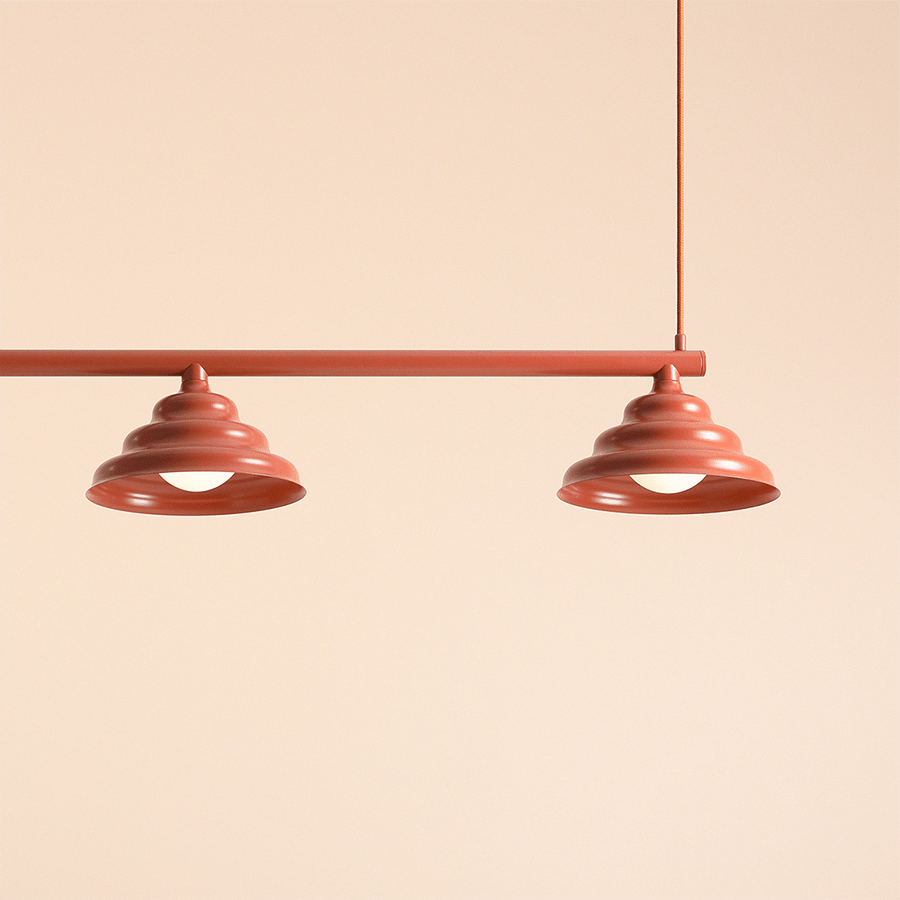 WAVE SUSPENSION BAR PENDANT 3 LIGHT RED - DYKE & DEAN