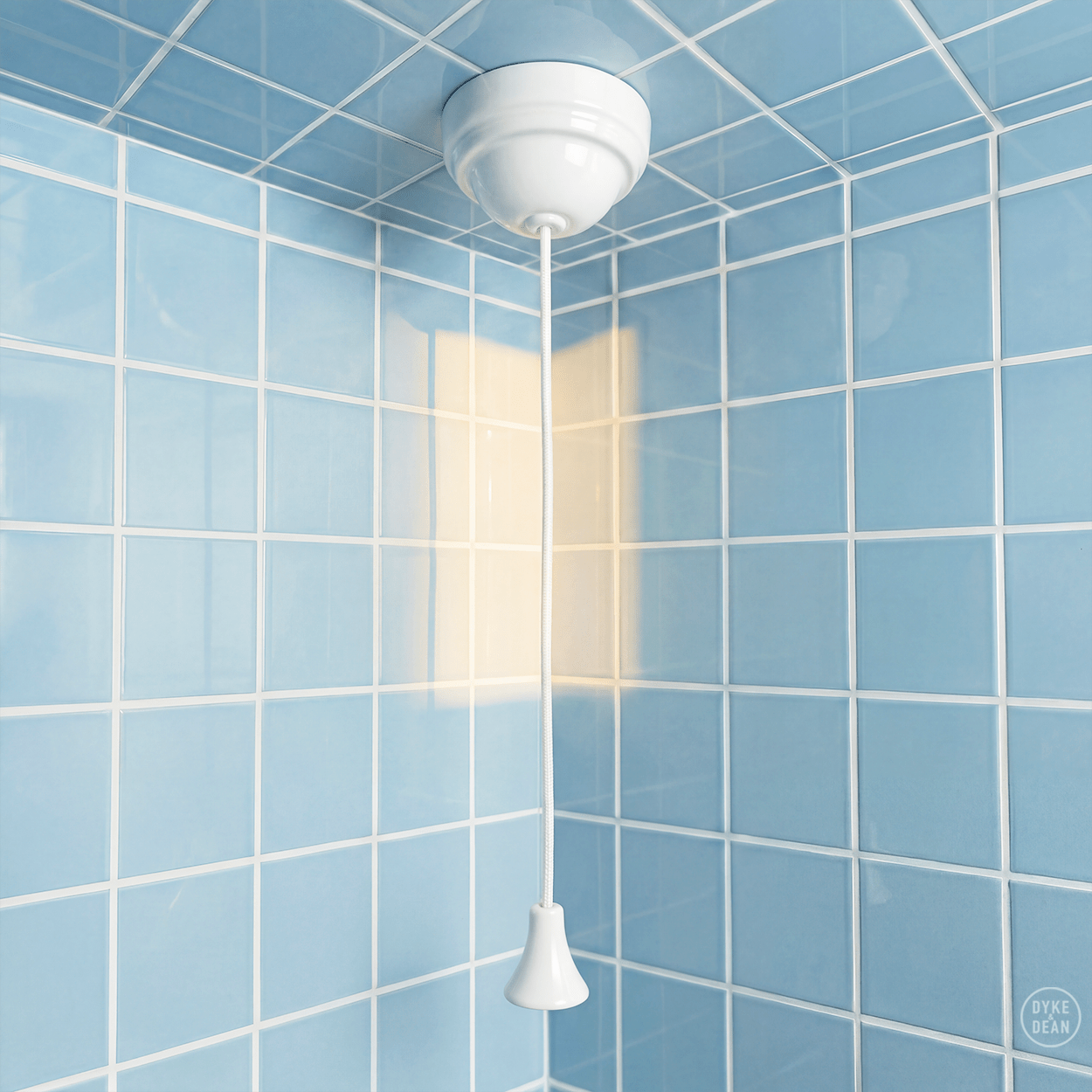 WHITE DOME PULL CORD LIGHT SWITCH - DYKE & DEAN