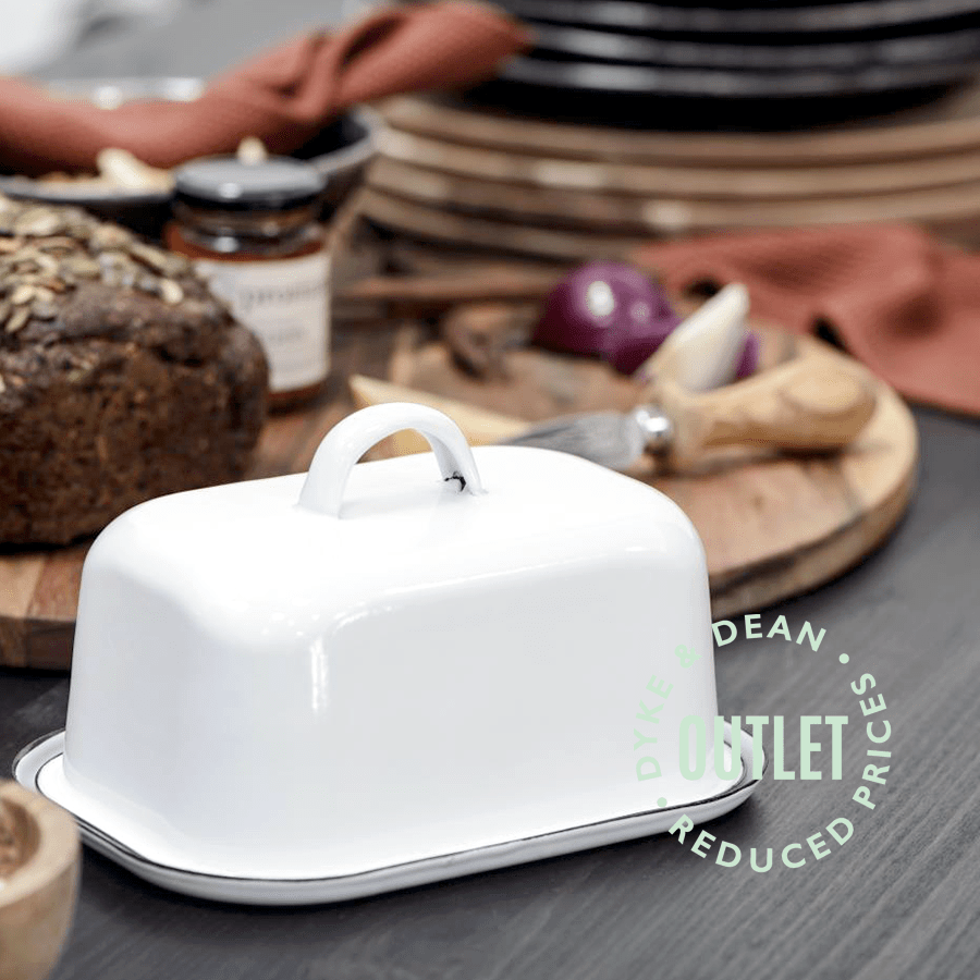 WHITE ENAMEL BUTTER DISH OUTLET - DYKE & DEAN