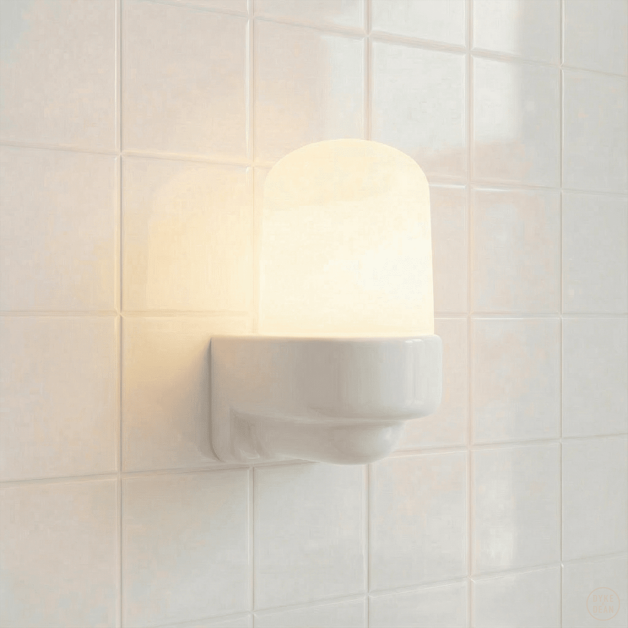 WHITE FROSTED PORCELAIN WATERPROOF SAUNA WALL LIGHT - DYKE & DEAN