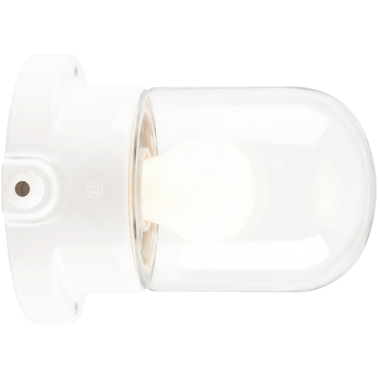 WHITE PORCELAIN CLEAR WATERPROOF WALL LIGHT - DYKE & DEAN