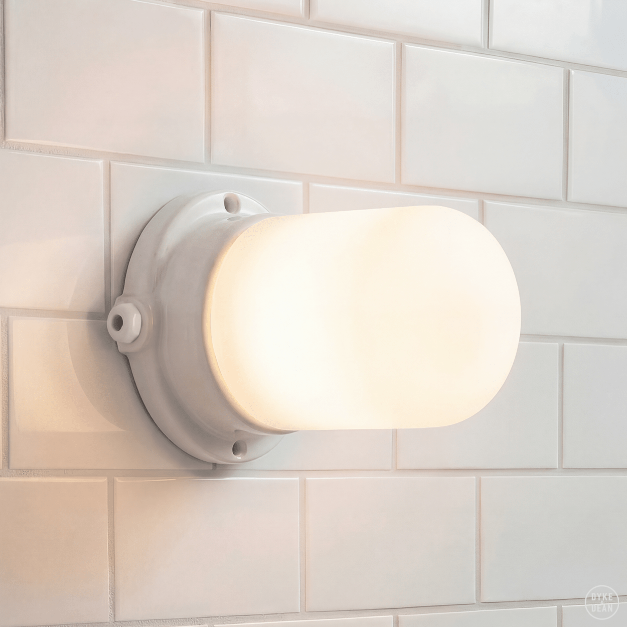 WHITE PORCELAIN FROSTED WATERPROOF WALL LIGHT - DYKE & DEAN