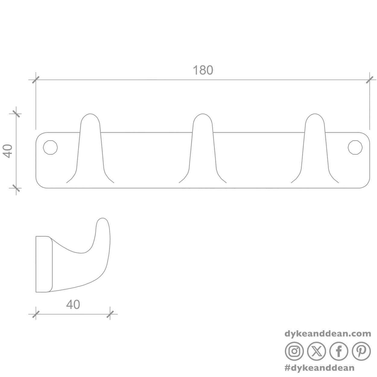 WHITE PORCELAIN HOOK 3 - DYKE & DEAN