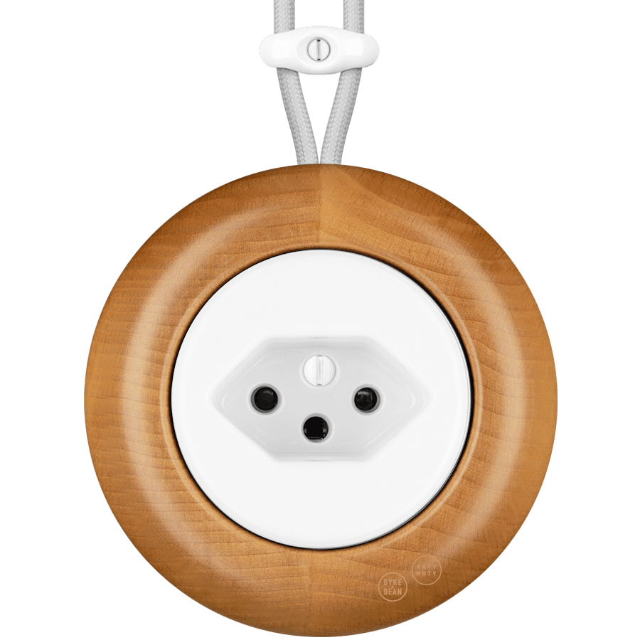 WOODEN PORCELAIN SURFACE MOUNTED FAGUS SOCKET SWISS - DYKE & DEAN