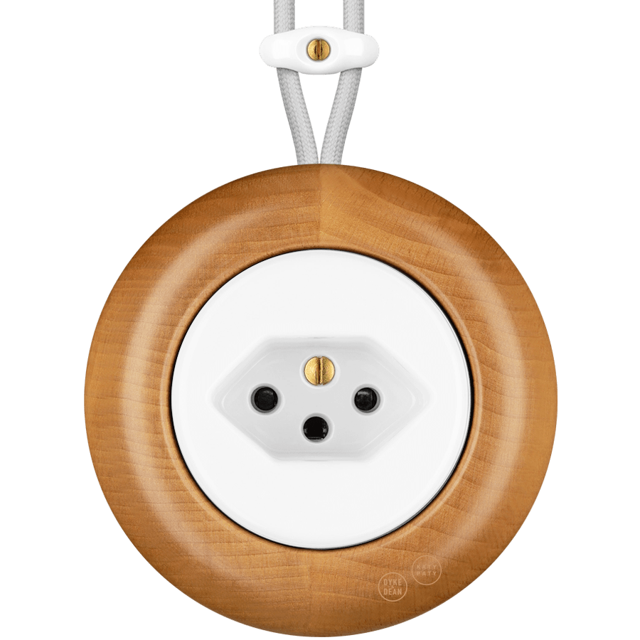 WOODEN PORCELAIN SURFACE MOUNTED FAGUS SOCKET SWISS - DYKE & DEAN