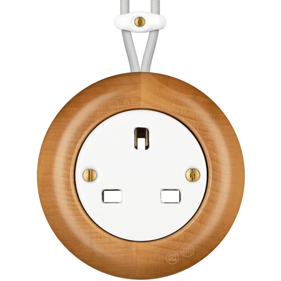 WOODEN PORCELAIN SURFACE MOUNTED FAGUS SOCKET UK - DYKE & DEAN