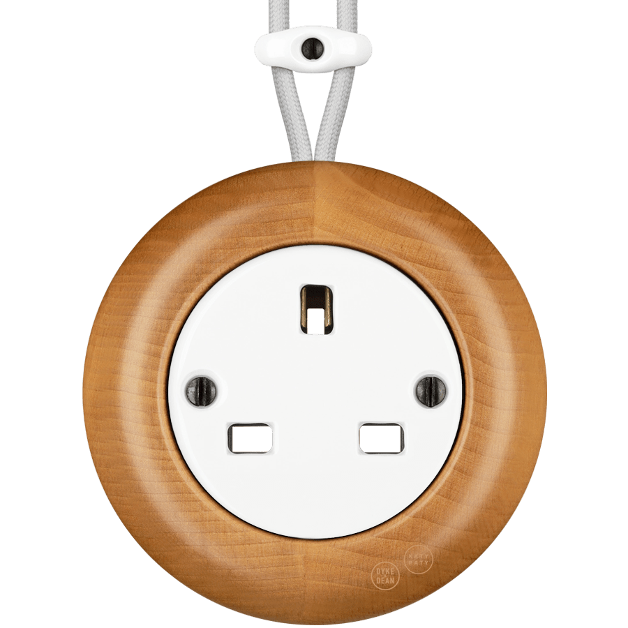 WOODEN PORCELAIN SURFACE MOUNTED FAGUS SOCKET UK - DYKE & DEAN