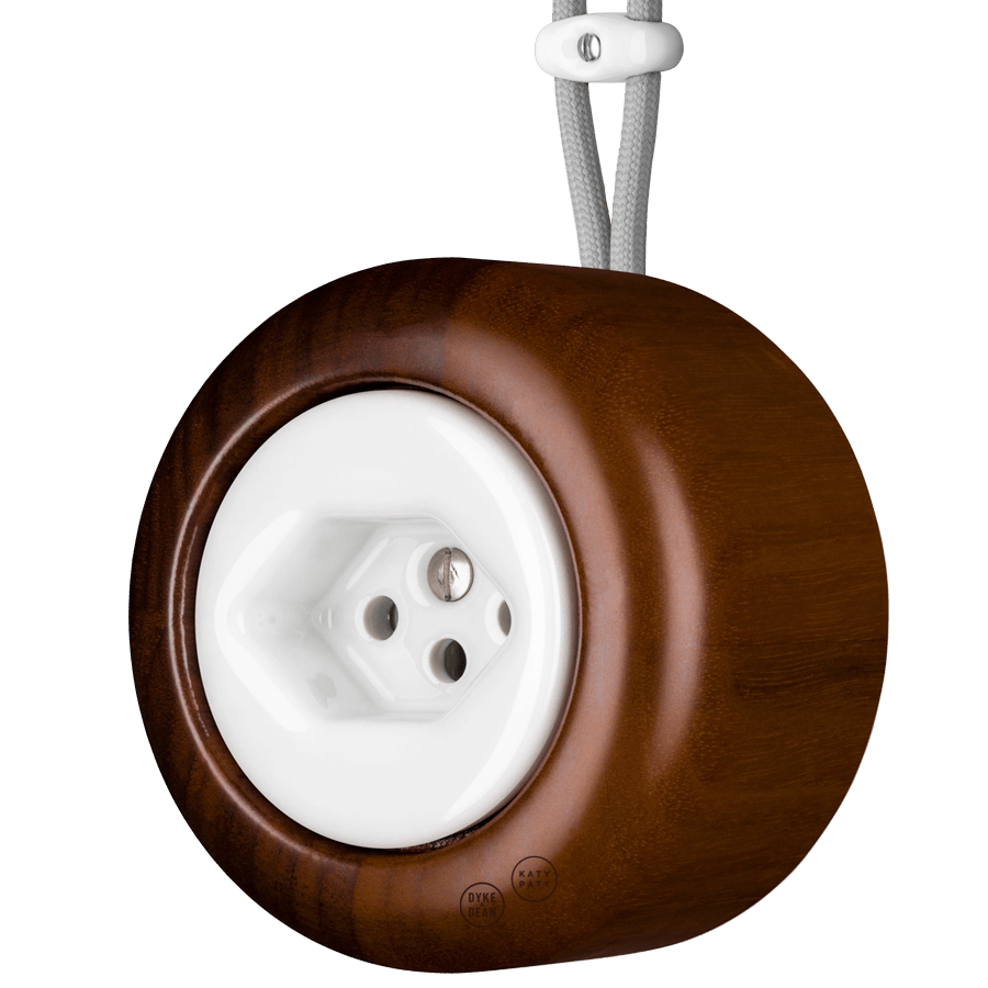 WOODEN PORCELAIN SURFACE MOUNTED NUC MAG SOCKET SWISS - DYKE & DEAN