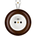 WOODEN PORCELAIN SURFACE MOUNTED NUCLEUS EURO PIN SOCKET - DYKE & DEAN