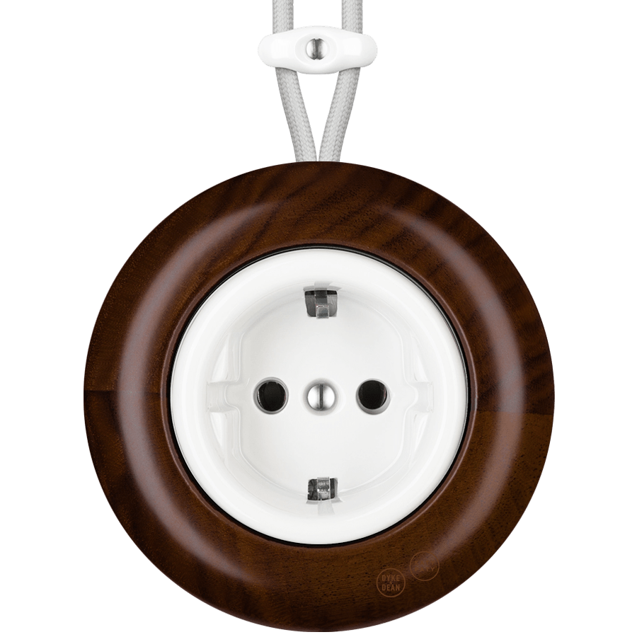 WOODEN PORCELAIN SURFACE MOUNTED NUCLEUS SOCKET SCHUKO - DYKE & DEAN