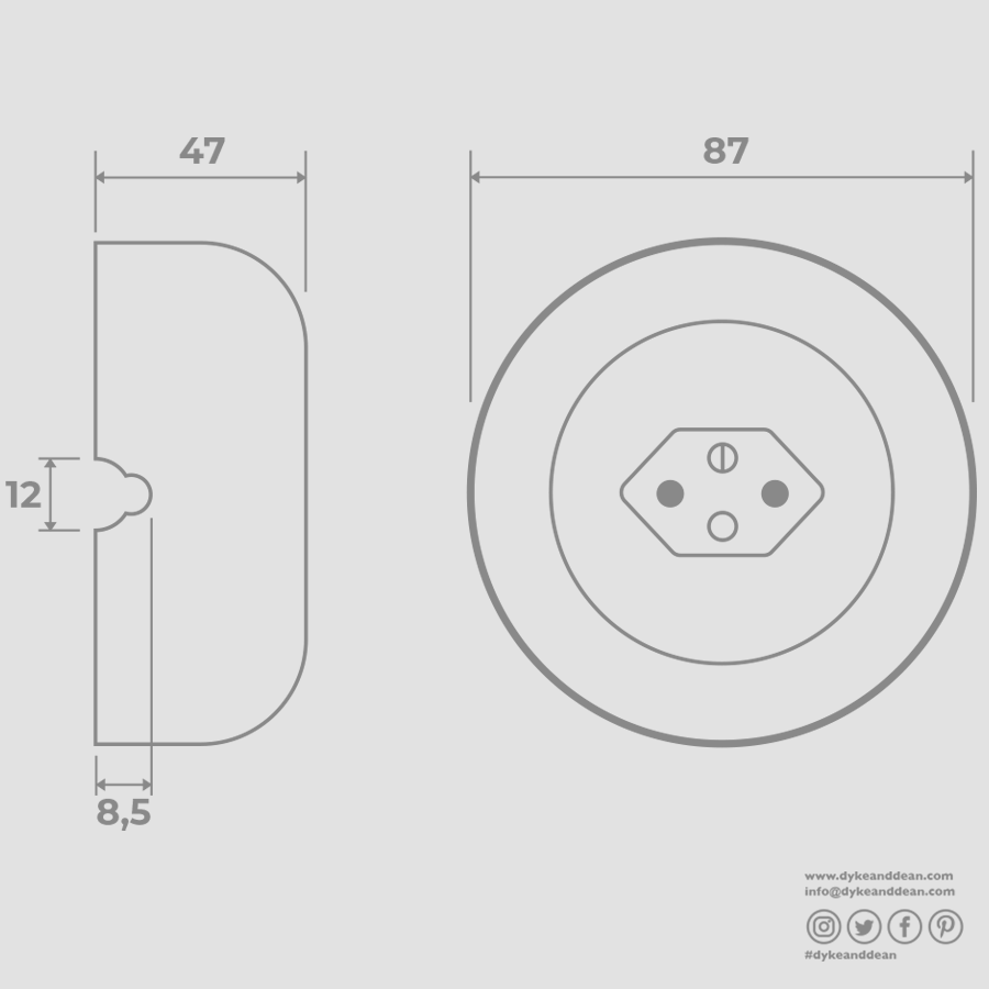WOODEN PORCELAIN SURFACE MOUNTED NUCLEUS SOCKET SWISS - DYKE & DEAN