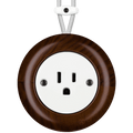 WOODEN PORCELAIN SURFACE MOUNTED NUCLEUS SOCKET USA 15AMP - DYKE & DEAN