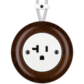 WOODEN PORCELAIN SURFACE MOUNTED NUCLEUS SOCKET USA 20AMP - DYKE & DEAN