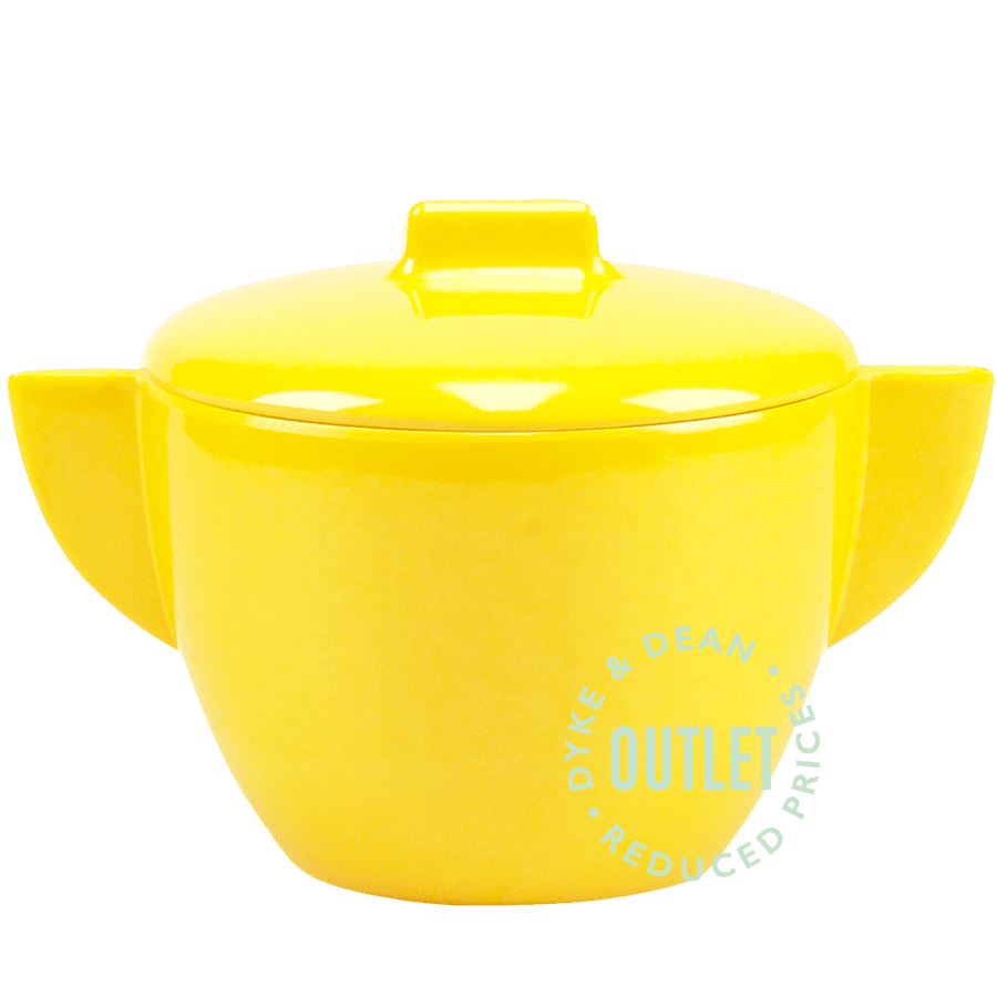YELLOW MELAMINE SUGAR BOWL WITH LID OUTLET - DYKE & DEAN