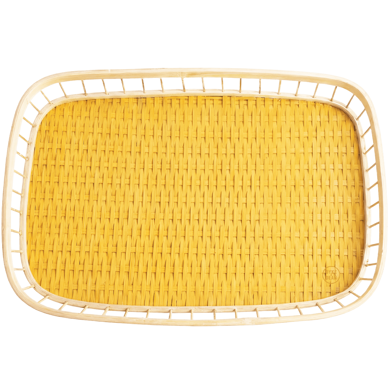 YELLOW RATTAN SERVING TRAY - DYKE & DEAN