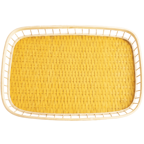 YELLOW RATTAN SERVING TRAY - DYKE & DEAN