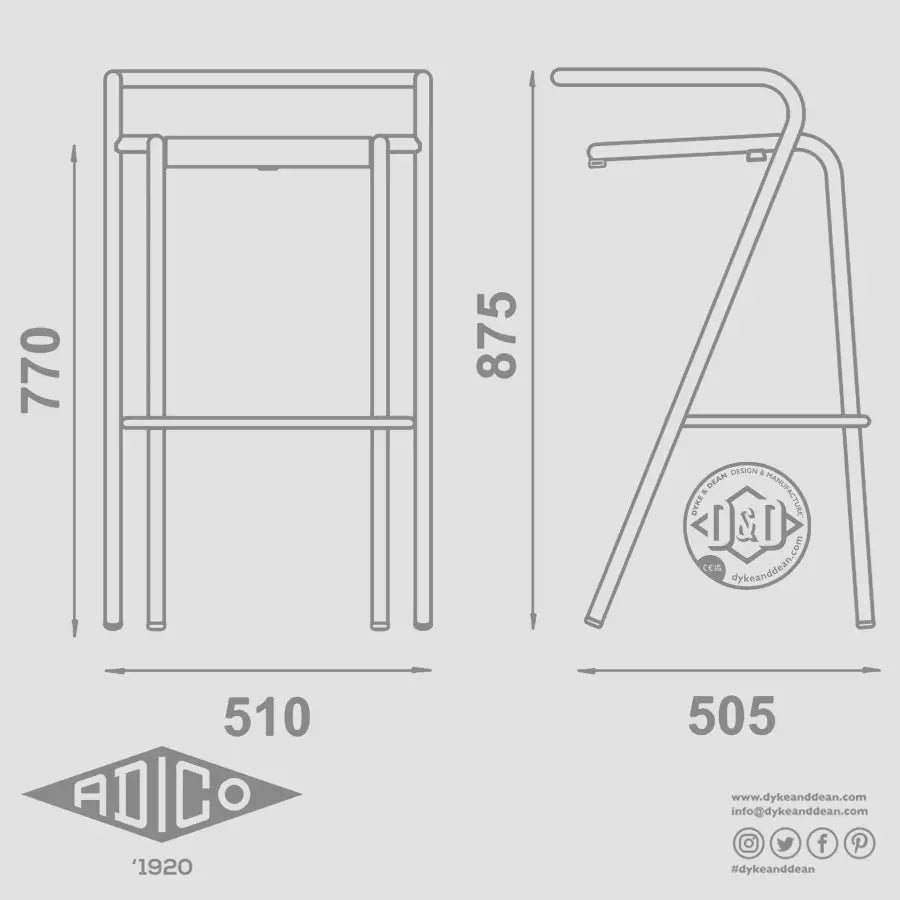 ADICO 5008 B STOOL FABRIC SEAT - DYKE & DEAN