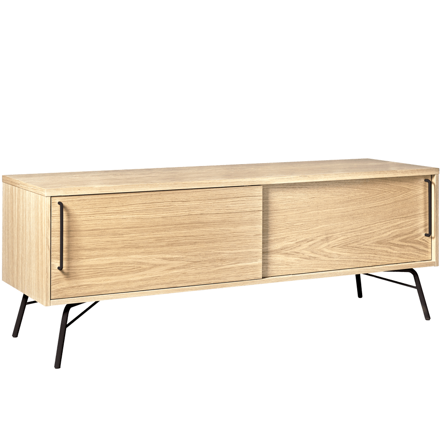 ASHBURN TV SIDEBOARD OAK BLACK LEGS - DYKE & DEAN