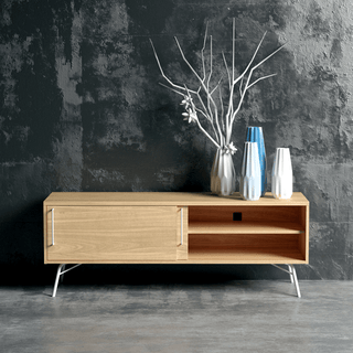 ASHBURN TV SIDEBOARD OAK BLACK LEGS - DYKE & DEAN