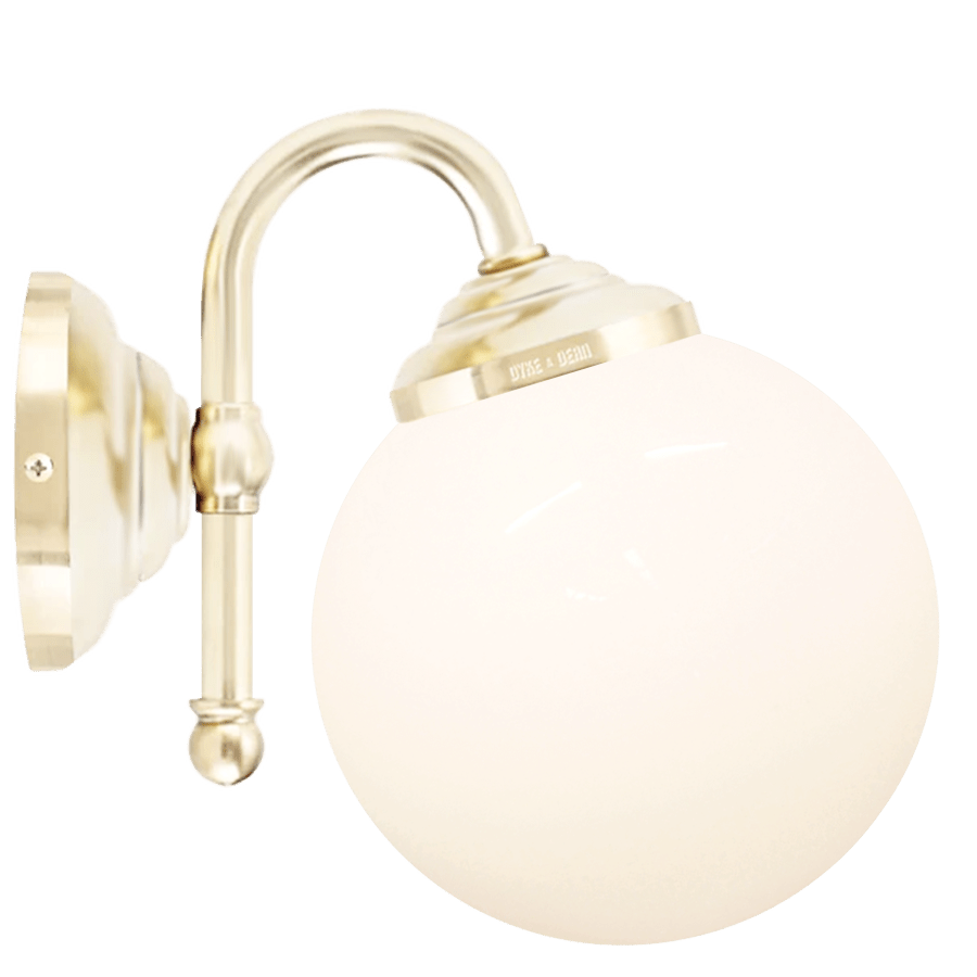 BISTRO OPAL GLOBE WALL LIGHT BRASS - DYKE & DEAN