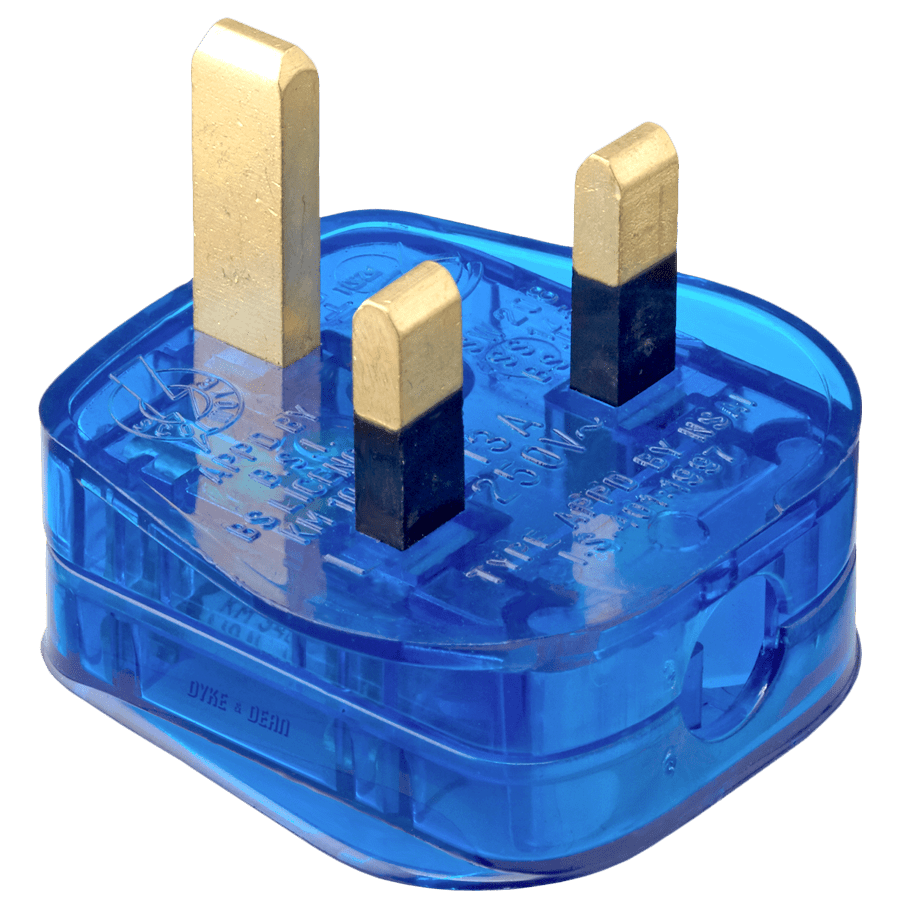 BLUE TRANSPARENT PLUG 3AMP - FIXTURES & FITTINGS - DYKE & DEAN  - Homewares | Lighting | Modern Home Furnishings