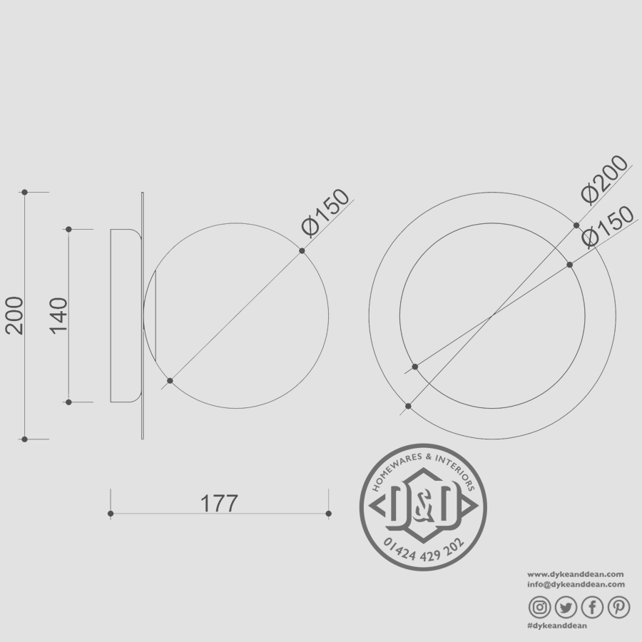 BRASS DISC GLOBE WALL LIGHT - DYKE & DEAN